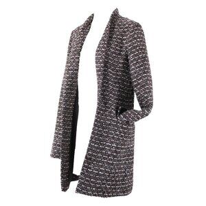 Calvin Klein $149 Sz 4 Black White Burgundy Lined Poly Metallic Coat